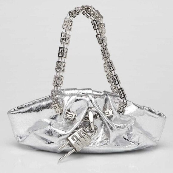 Givenchy Metallic Silver Leather 4G Mini Kenny Bag - Picture 1 of 10